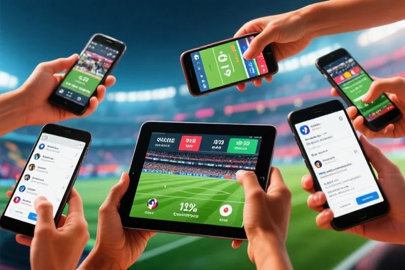 人们通过手机和平板电脑关注体育赛事并进行数字互动